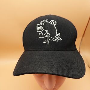Angry Dog Hat Cap Snap Back Embroidered Cartoon Graphic Yupoong Mens Classic